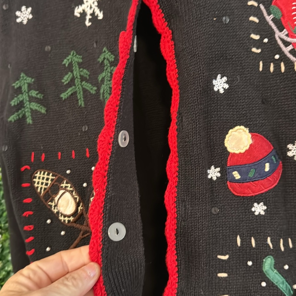 UGLY VINTAGE CHRISTMAS SWEATER 🎅LIKE NEW PARTY HOLIDAY MED/ LG SANTA HOLIDAY - Picture 3 of 9